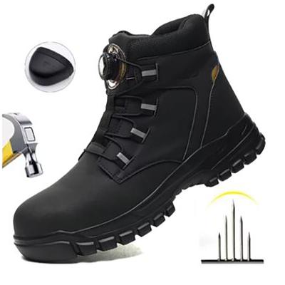 Wasserdichte Sicherheitsstiefel für Herren, unzerstörbar, mit Stahlkappe, Arbeitsstiefel, stichsicher, Biker-Schuhe