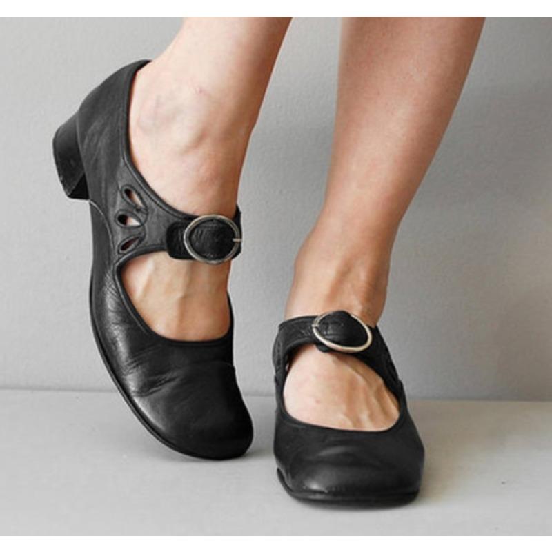 

Модная Роскошная Дизайнерская Средневековая Косплей Женская Обувь Весна Низкий Каблук Одиночная Обувь Пряжка Мелкий Толстый Каблук Рабочая Обувь для Мамы 43 чёрный