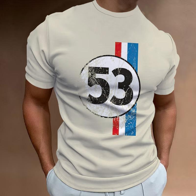 Men's 3D Printed Novelty T-Shirt - Casual Round Neck, Short Sleeve, Polyester, Machine Washable - Unique Plaid Design