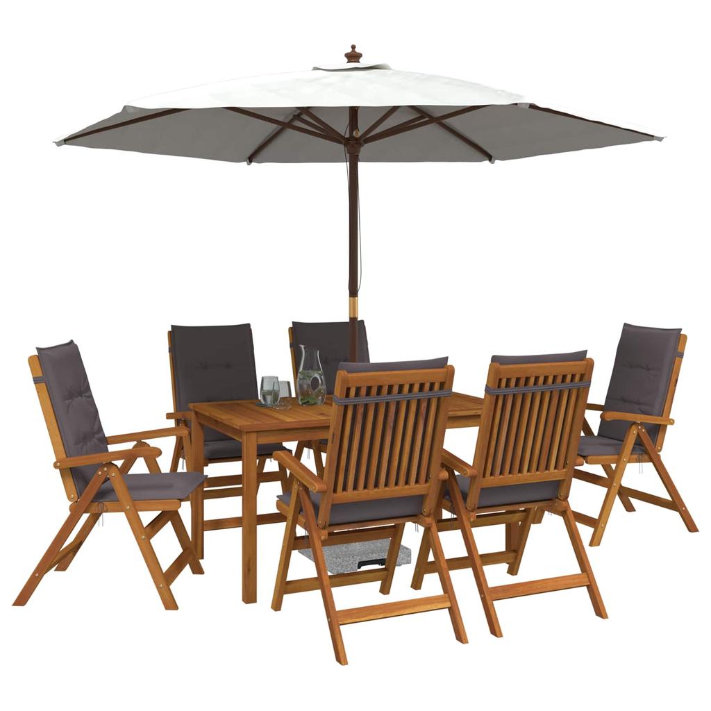 7 Piece Garden Dining Set 6 Seater Anthracite Solid Wood Acacia