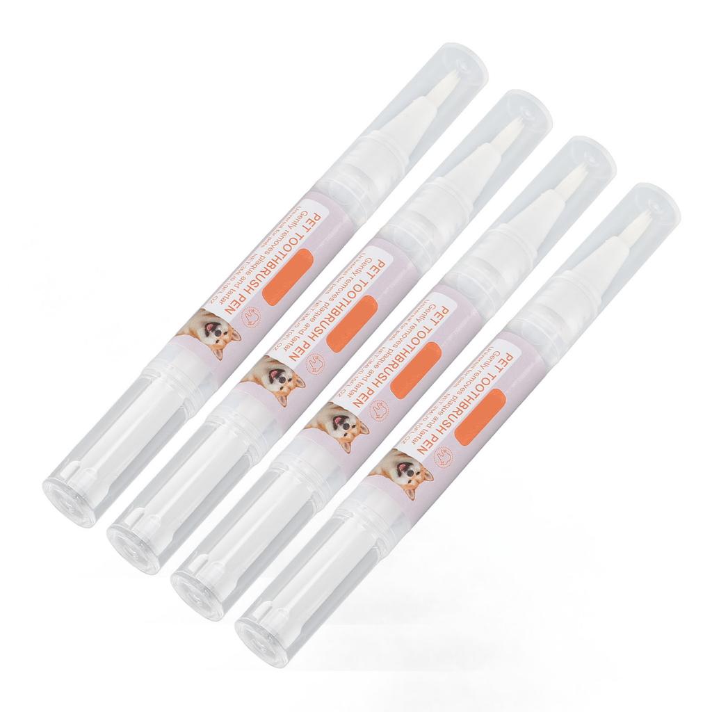 3ml 4pcs Pet Toothbrush Pen Dog Teeth Cleaning Pen Tartar Plaque Cleaning Bad Breath and Odor Removing Teeth Cleaning