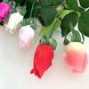 Künstliche Rosenknospen mit langem Stiel 45 cm Kunstseide Realistische Rose mit Blättern für DIY-Sträuße Hochzeitsfeier
