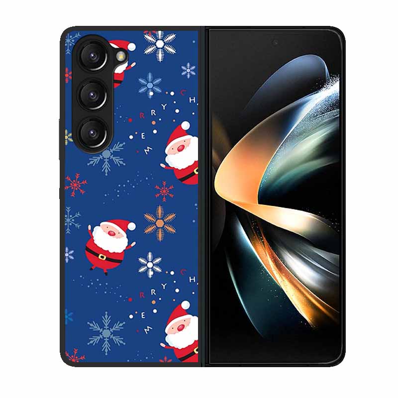 Christmas Case For Samsung Galaxy Z Fold 6 5 4 3 Cover Fold5 Fold4 Lovely Black Hard Plastic PC Cover For Galaxy Z Fold5 5G Case