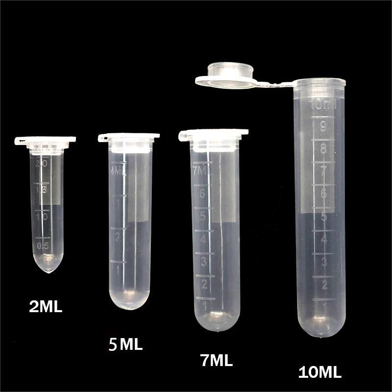 10PCS 2ML/5ML/10ML Laboratory Supplies Sample Transparent Micro Plastic Centrifuge Tube Test Tube Clip Laboratory Container Lid 7ML      10PCS