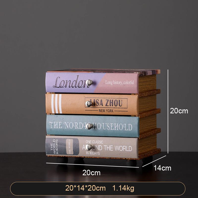 Vintage Wooden Book Shaped Storage Box Decorative Items Home Bedroom Jewelry Box Ornaments Office Study Desk Storage Accessories