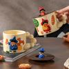 Vintage Magic Girl Boy Couple With Lid Mug Water Cup Office High Value Ceramic Breakfast Cup Drinking Cup