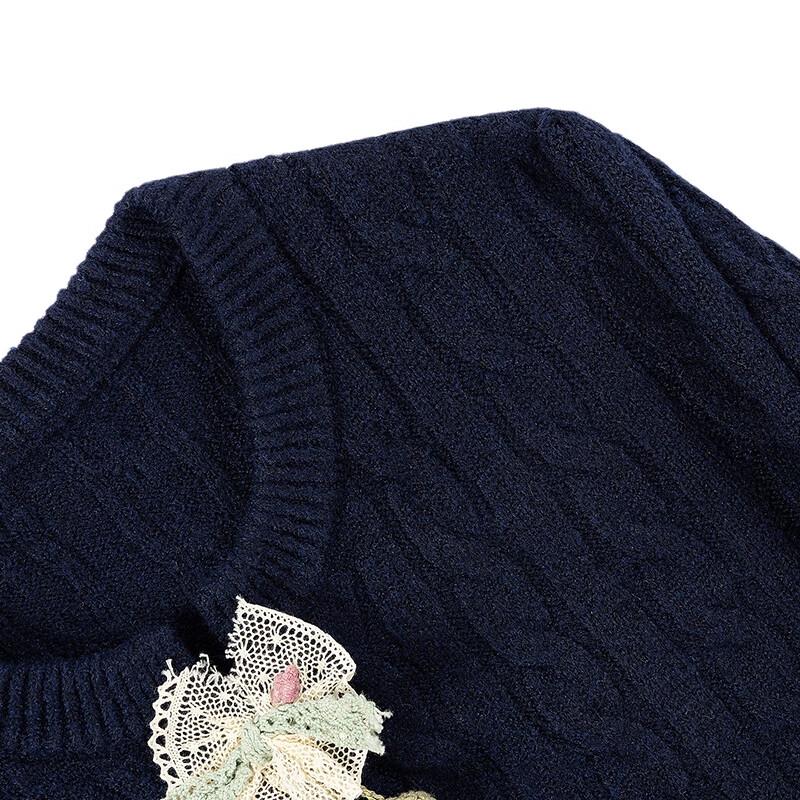 Women's Wool Blend French Retro 3D Floral Knit Cardigan