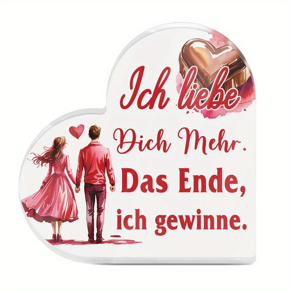 

1pc German Heart Shaped Acrylic Sign Table Decor, I Love You More. The End, I Win, Desktop Decoration for Home Farmhouse Living Room, Gift 10*10cm