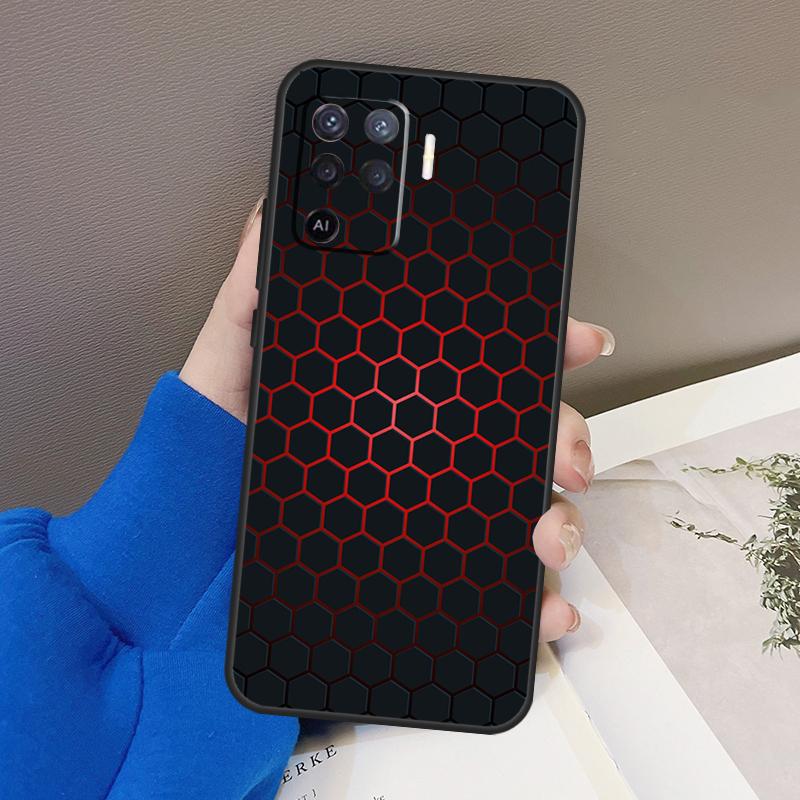 3D Hexagonal Lights Case For Oppo A5 Pro A15 A17 A57 A77 A18 A38 A58 A78 A98 A94 A74 A54 A16 A76 A96 A40 A60 A80