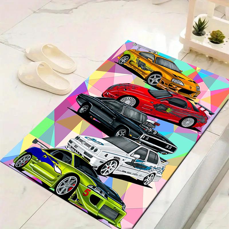 1Pc Cars Compilation Rug, Office Carpet Indoor Outdoor Doormat, Non-Slip Soft, Living Room, Christmas Halloween Gift. M928137