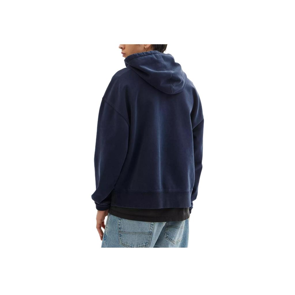 Coach Loose Fit  Logo Graphic Hoodie With Kangaroo Pocket And Ribbed Trim Unisex Hoodies Navy-Blue CBD23-B5H