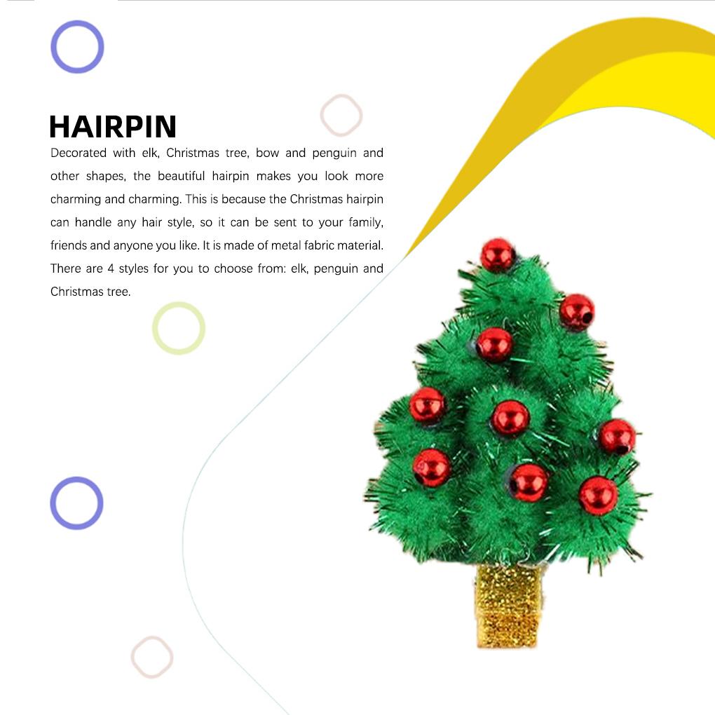 Chic Natal Grampo de Cabelo Aço Inoxidável Grampos Laterais Alce Pinguim Árvore de Natal Floco de Neve Bobby Pin Acessórios de Estilo Festa de Ano Novo