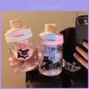 Girls Cartoon Double Drinking Plastic Cup With Rotating Straw For Office And Travel Use