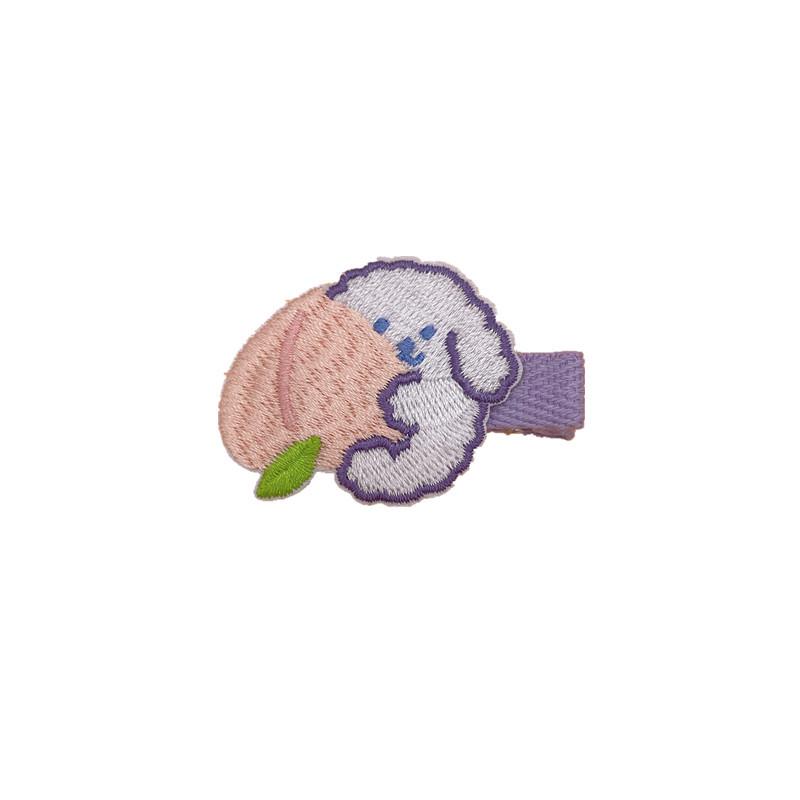 Adorable Cartoon Rabbit Hair Clips for Kids - Embroidered Bangs & Side Clips
