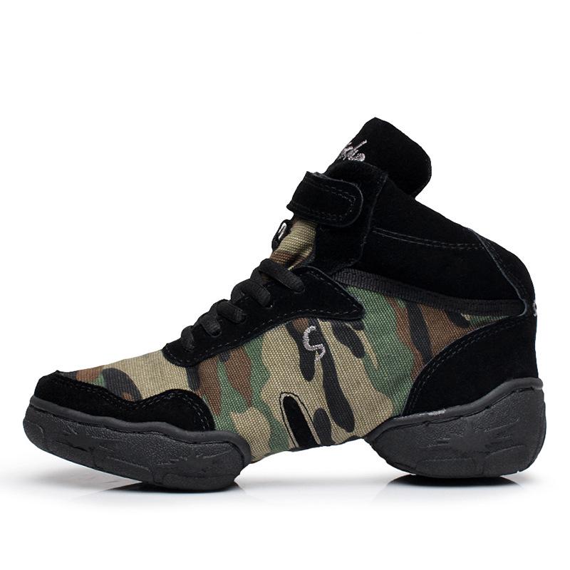 Camouflage High-Top Soft Sole Jazz Dance Shoes for Gymnastics and Fitness 37