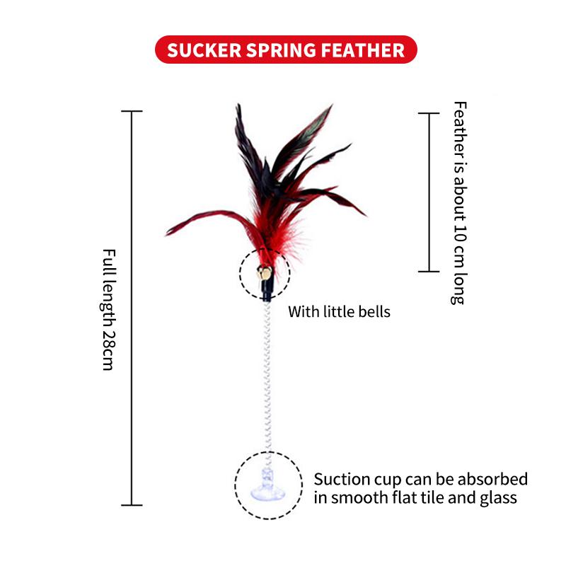 Pet New Land.Cat Teaser Toy Pet Cat Puppy Spring Teaser Bell Feather Stick Rod Funny Interactive Toy