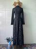 2025 Spring Long-Sleeved Floral Print Dress - European and American Style, Round Neck, Long Skirt