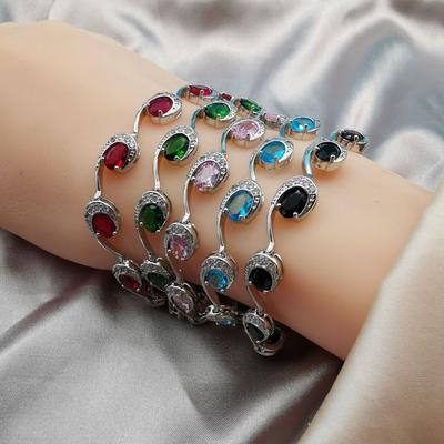 6-character Bracelet Imitating Tanzanian European and American Bracelet Plated with Platinum Crystal for Womens Luxury Multi Color