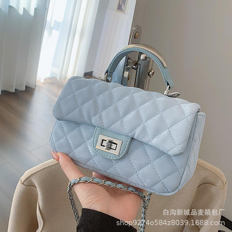 Small fresh fashion handbag women's 2025 new diamond check chain women's shoulder bag foreign style crossbody bag