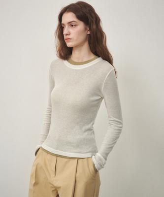 OSTKAKA Layered Wool Tencel T-Shirt Ivory
