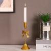 Iron Candlestick Golden Taper Candle Stands Classic Bow Candle Holder  For Wedding/Table Decor