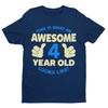 Boys 4th Birthday T-Shirt: Awesome Four Year Old Design