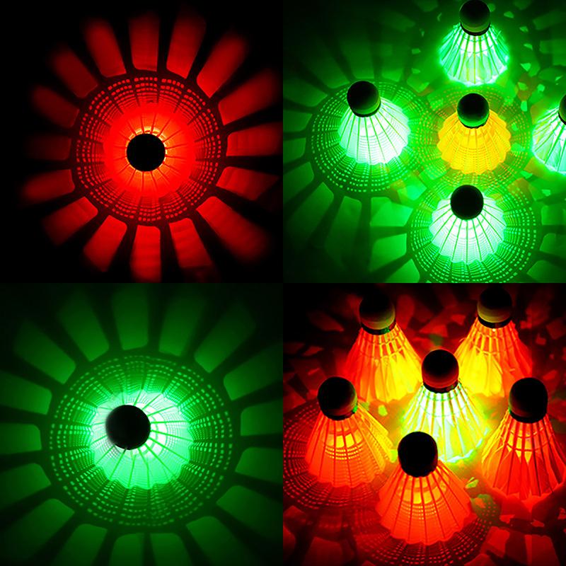 1Pcs Lighting Badminton Head Led Luminous Colorful Goose Feather Shuttlecock Outdoor Sports Entertainment Night Training Ball