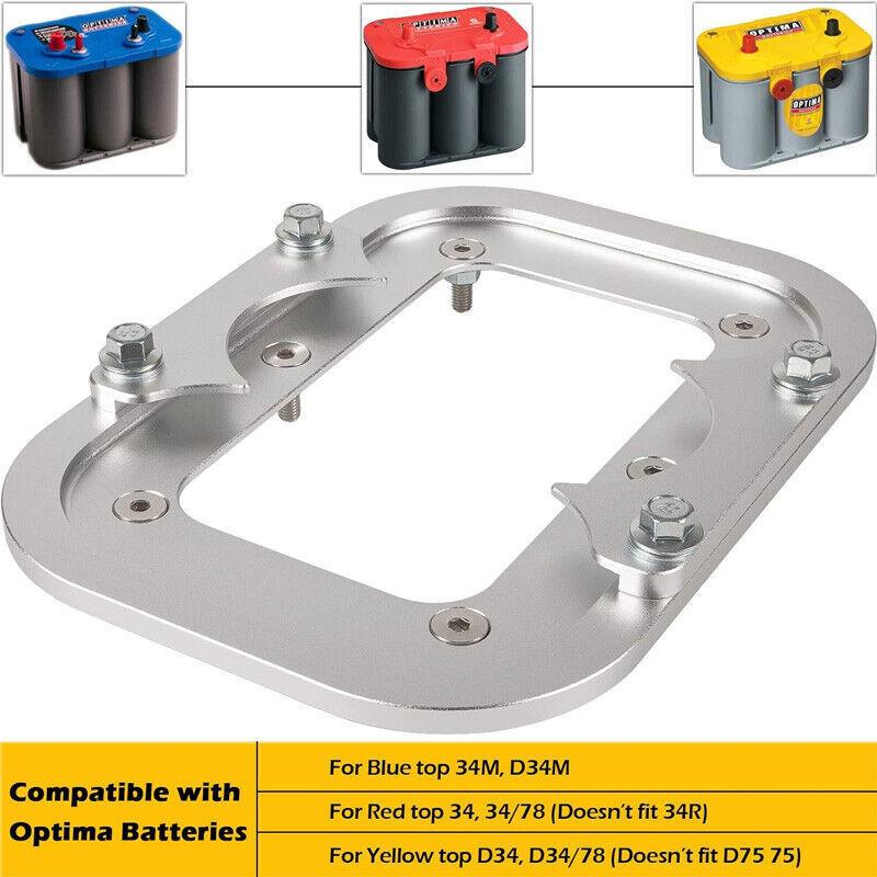 Billet Aluminum Battery Accessories For Optima Battery 34/78 Battery Relocation Tray Hold Down Mount Yellow Top Group D34 D78