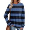 Women's Winter Color-Block Printed Lightweight Brushed-Cotton Round Neck Top
