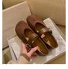 Grape mother can step on the heel with leopard print inner height increase Mary Jane single shoes women's spring and autumn models