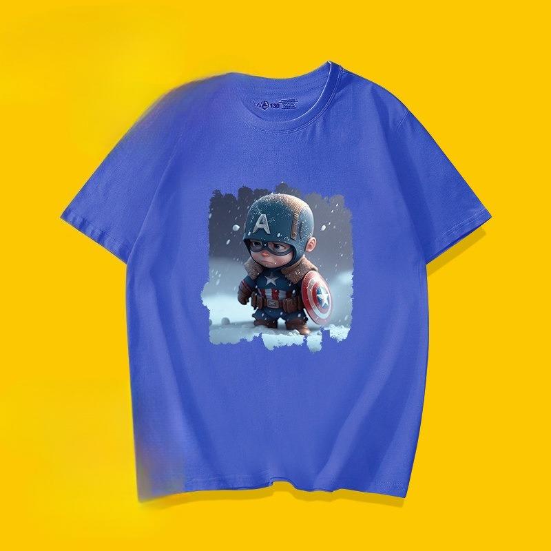 Marvel Captain America Fun Cotton Cartoon Printed Fashionable Parentchild Outfit Candy Color Family Outfit Child Tshirt S