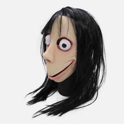 Stage Performance Props Cosplay Halloween Ghost Mask Headgear Wig Scary Latex MoMo Maske Realistic Spooky Momo Scary Mask Party