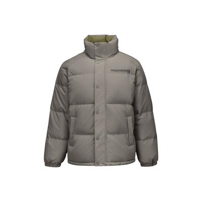 Windproof Waterproof Oil Resistant Warm Insulated Short Duck Down Jacket Unisex Jacket Iron-Brown L425U008-05QR