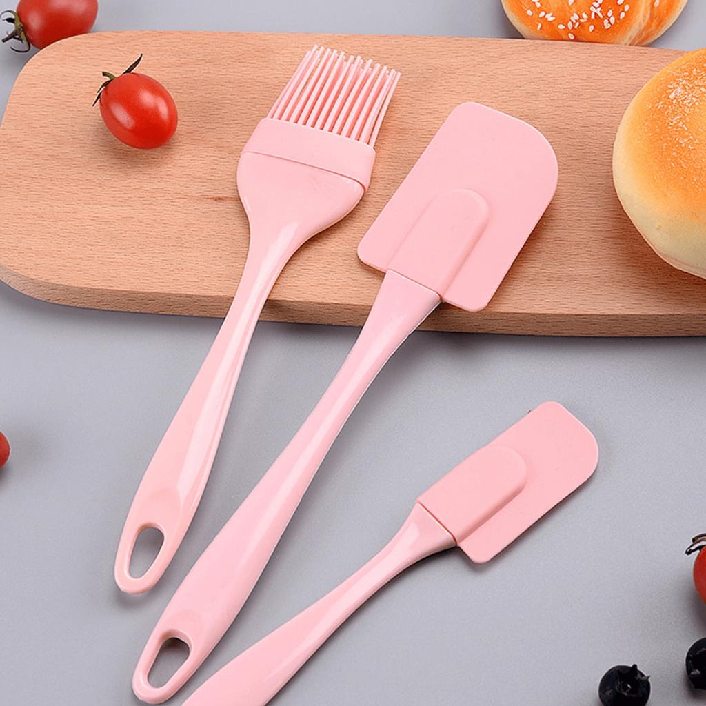 Silicone Oil Brush & Spatula, Pink Cream Spatula