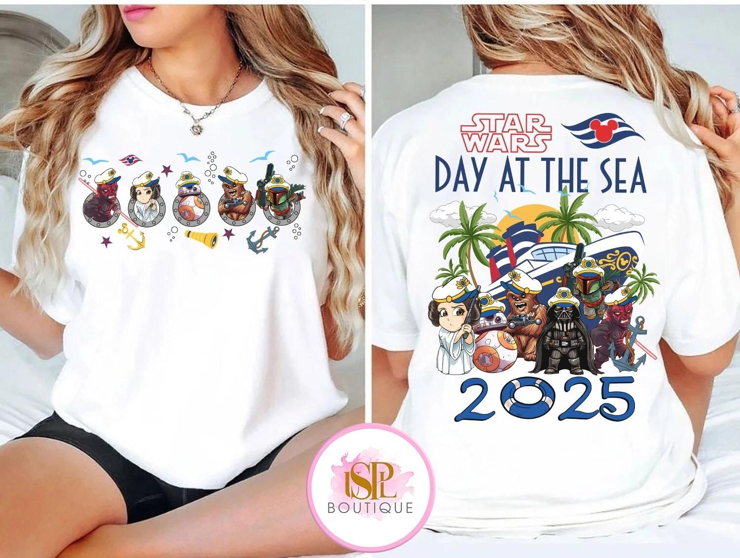 Двусторонняя футболка Disney Cruise Star Wars Day At The Sea для взрослых и детей, унисекс 4XL