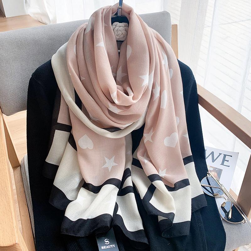 Cotton and Linen Scarf for Women In Autumn and Winter New Versatile Warm and Fashionable Letter Scarf Decorative Shawl