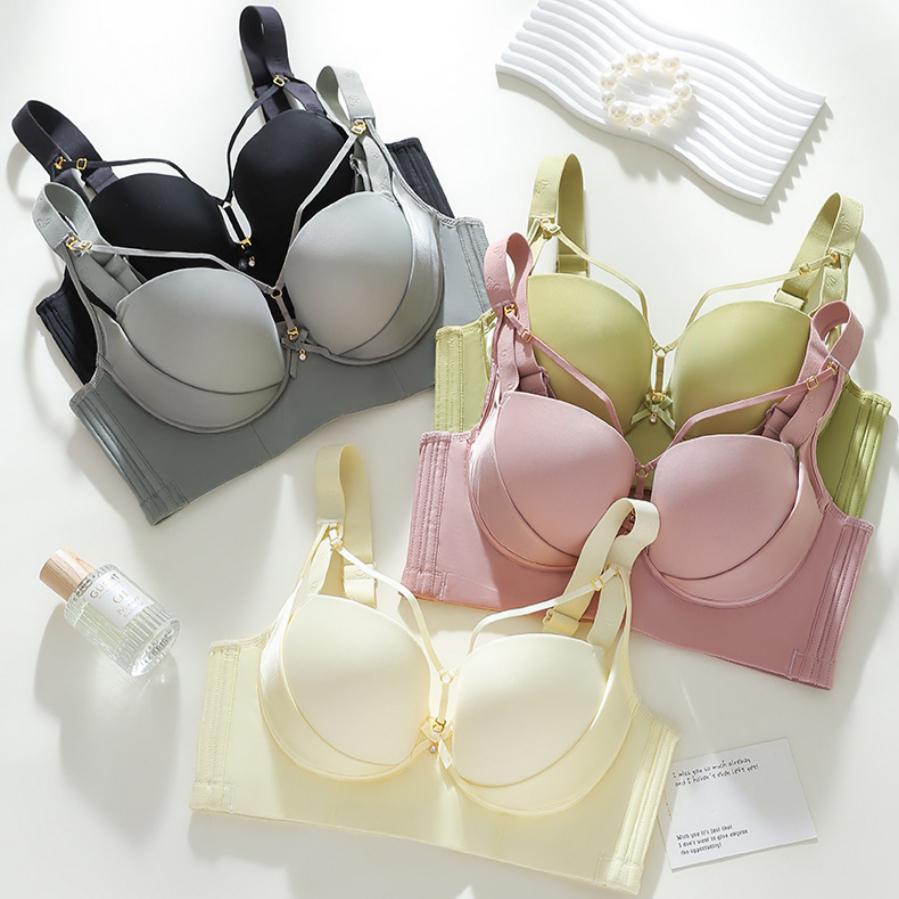 Sexy and Comfortable Large Size Bra with Front-connected Bust Straps and No Underwire Push-up Bra