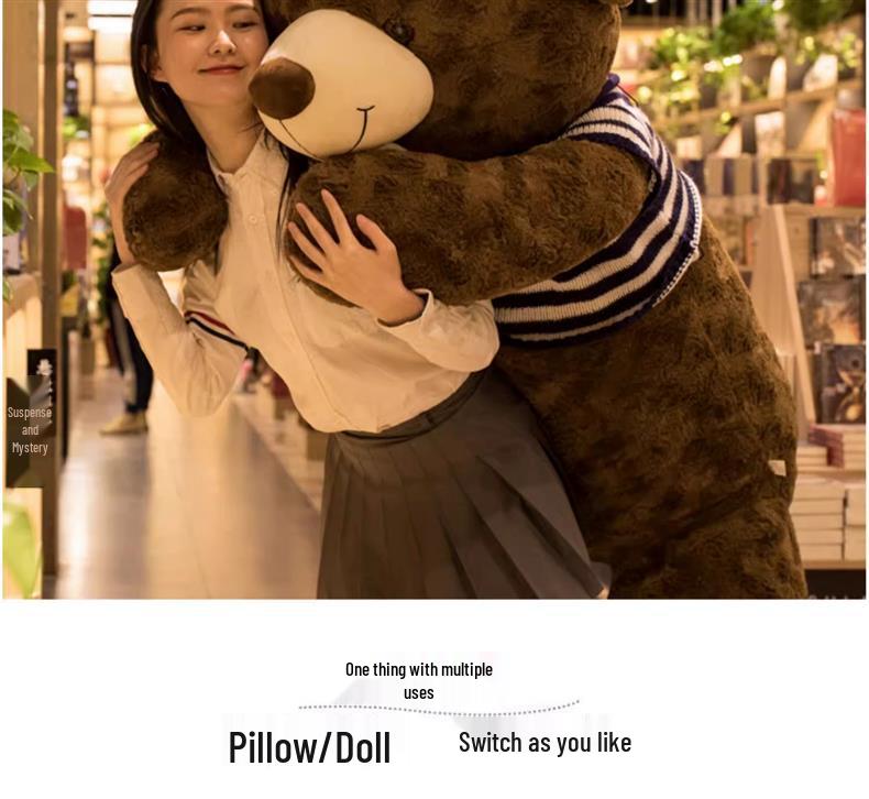 Giant Plush Teddy Bear Pillow for Hugging and Sleeping - Perfect for Girls
