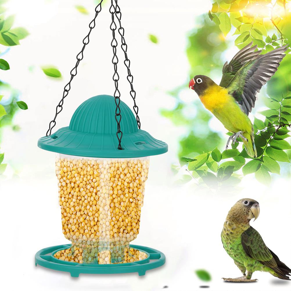 1Pcs Foldable Automatic Bird Feeder Hanging Outdoor Deep Gray 12.5x12.5x17x15cm