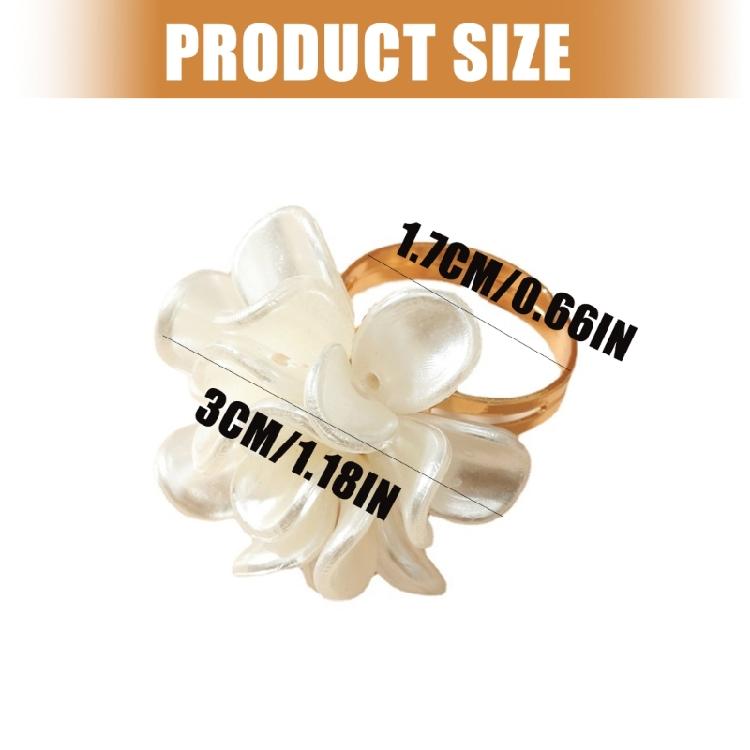 Deluxe 3D Flower Design Adjustable Ring For Women Stylish Party Jewelry Gift Alloy Acrylic Finger Accessory