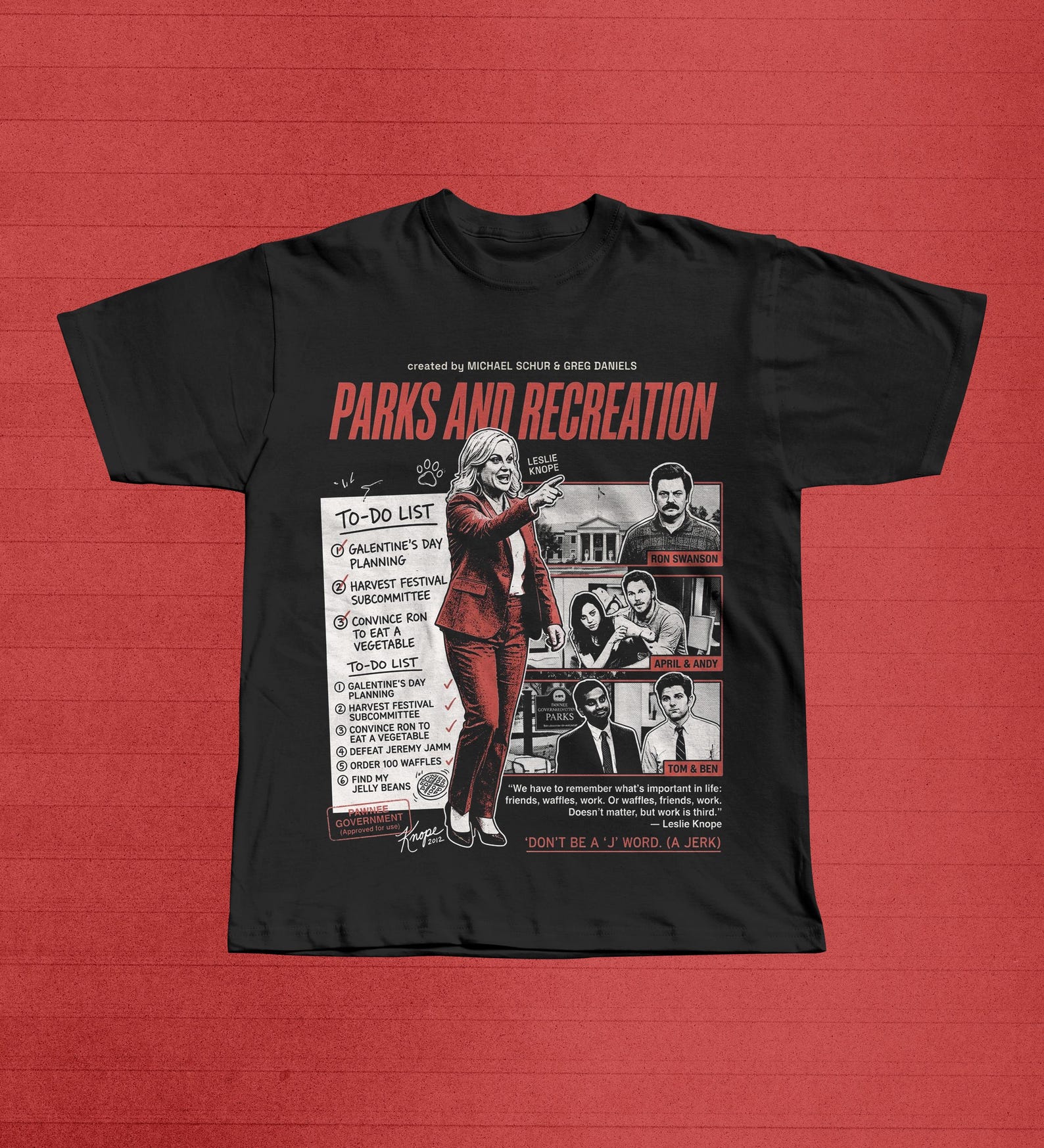 Parks and Recreation Graphic Tee | Leslie Knope Ron Swanson Pawnee Comedy T-Shirt XL