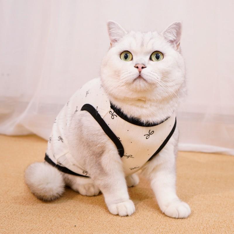 Breathable Floral Cat Vest Lightweight Cotton Pet Clothing Ragdoll British Shorthair Blue XS To 2XL