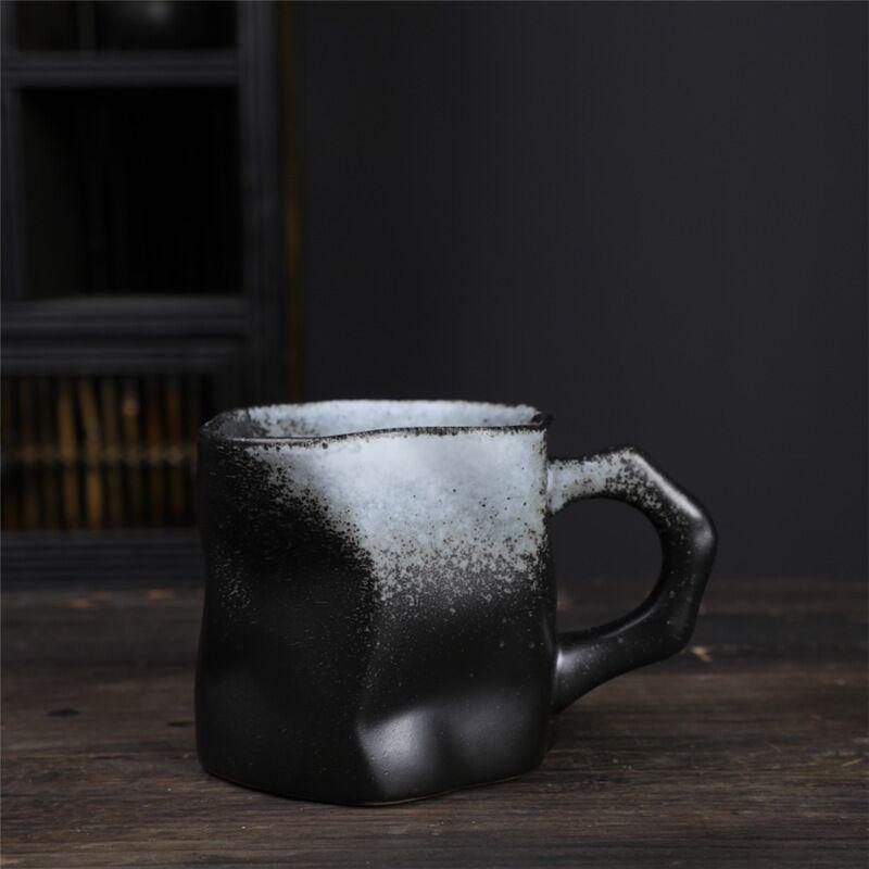 Retro Handmade Kiln-Fired Coarse Pottery Coffee Mug - Odd-Shaped Japanese Ceramic Cup