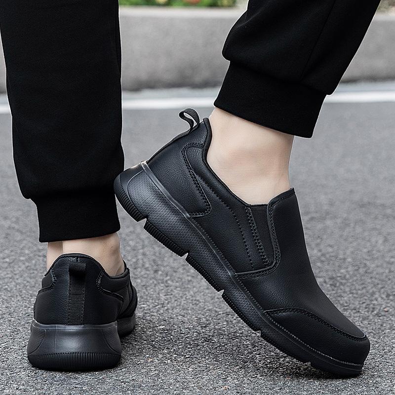 Fashion New Mens Leather Loafers Non Slip Walking Flats Breathable Outdoor Slip on Casual Shoes for Male Work Office Sneakers