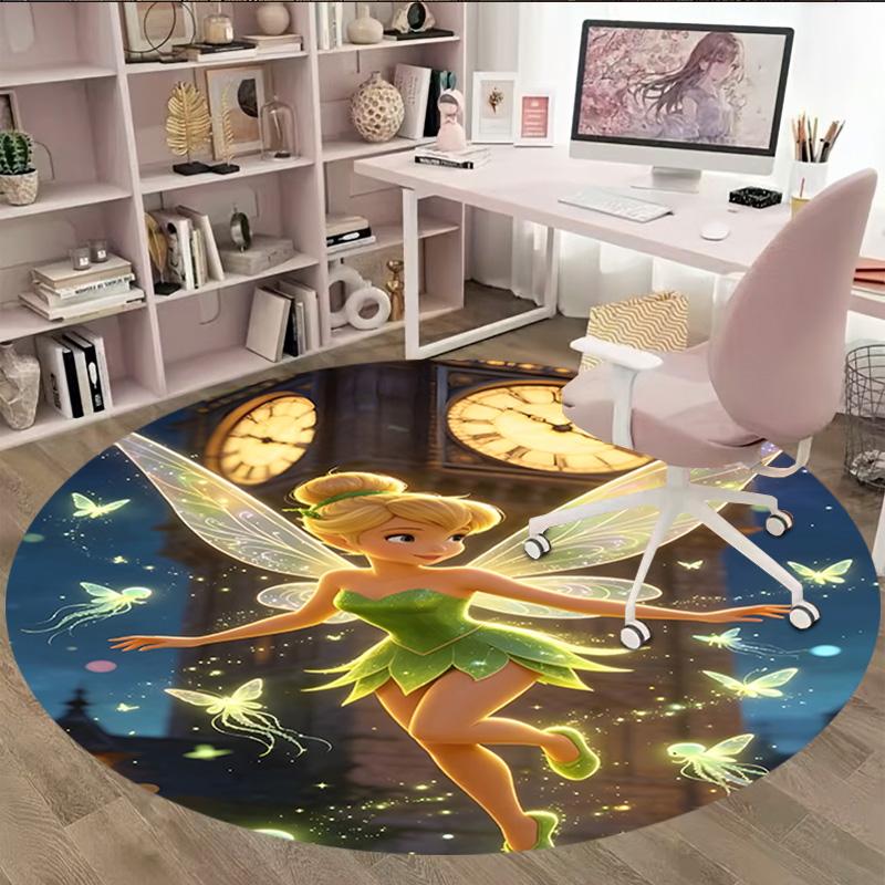 1pc T-Tinkerbell Carpet, Round Rug, Comfortable, Suitable for Entryways, Living Rooms, Office, And Bedrooms, Christmas Decoration