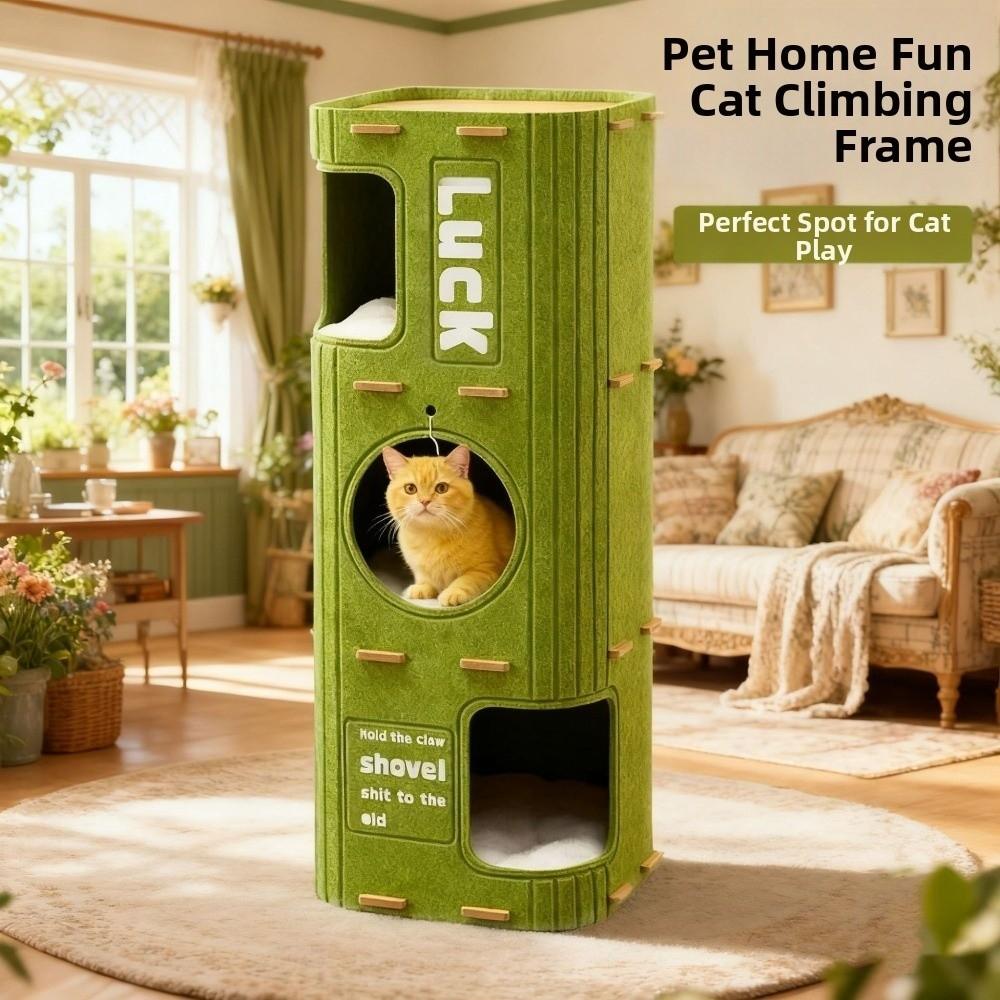 All-in-one Cat Castle House with Holes Cat Scratching Board Bed Winter Cat House Pet House