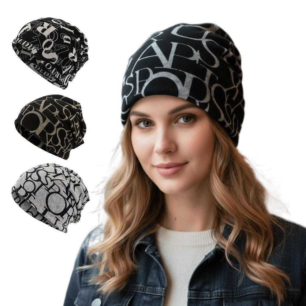 Contrasting Colors Turban Hats Plaid Print Casual Hedging Cap Gifts Pullover Hat  Autumn and Winter