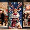 Door Cover For Christmas 71x35inch Large Festive Reindeer Front Door Covers Hanger Backdrop Holiday Decoration For Home Party