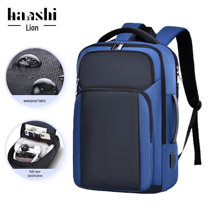 Spacious Laptop Backpack with USB Charging Port - Unisex, Splash-Proof for Business and Casual Commutes