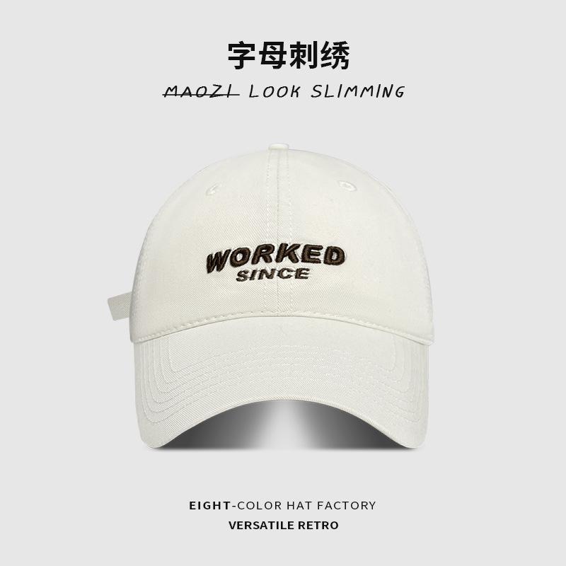 

Three-dimensional embroidery letter baseball cap women s spring and summer versatile big head circumference wide brim showing face small sun hat men 56-62CM